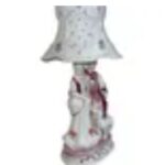 Victorian Porcelain White Pink Sculptural Table Lamp