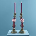 Set of 2 Parrot Candle Holders Pink Art Sculptures