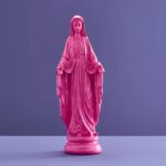 Decorative Madonna Figure Virgin Mary Magenta Art Sculptures