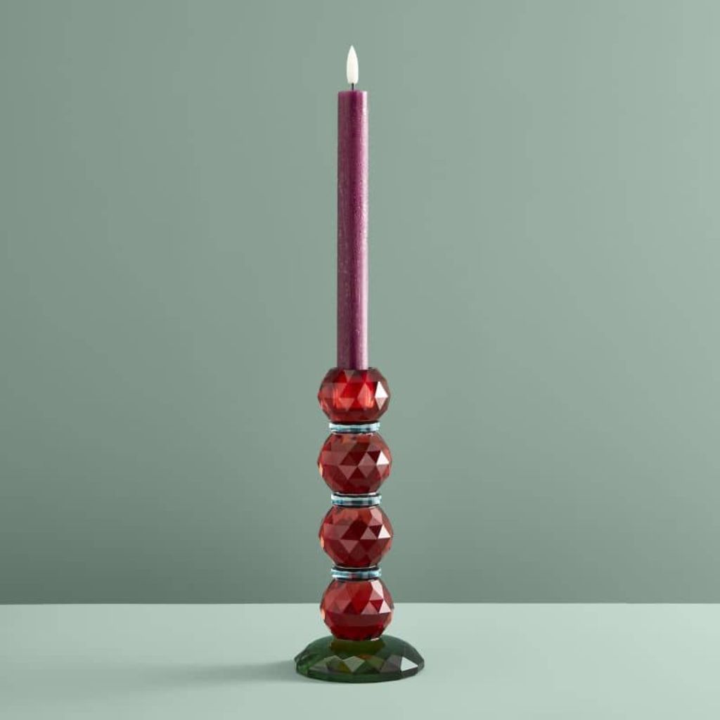 Candle Holder Fancy Crystal Red Round Glass | Art Sculptures Candle Holder Fancy Crystal Red Round Glass | Art Sculptures