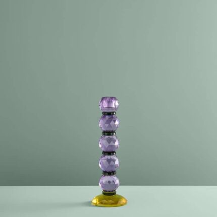 Candle Holder Fancy Crystal Purple Round Glass | Art Sculptures