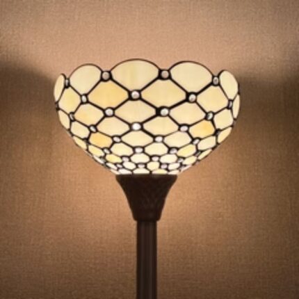 Tiffany Floor Lamp White Beads Style | Torchiere Floor Lamp