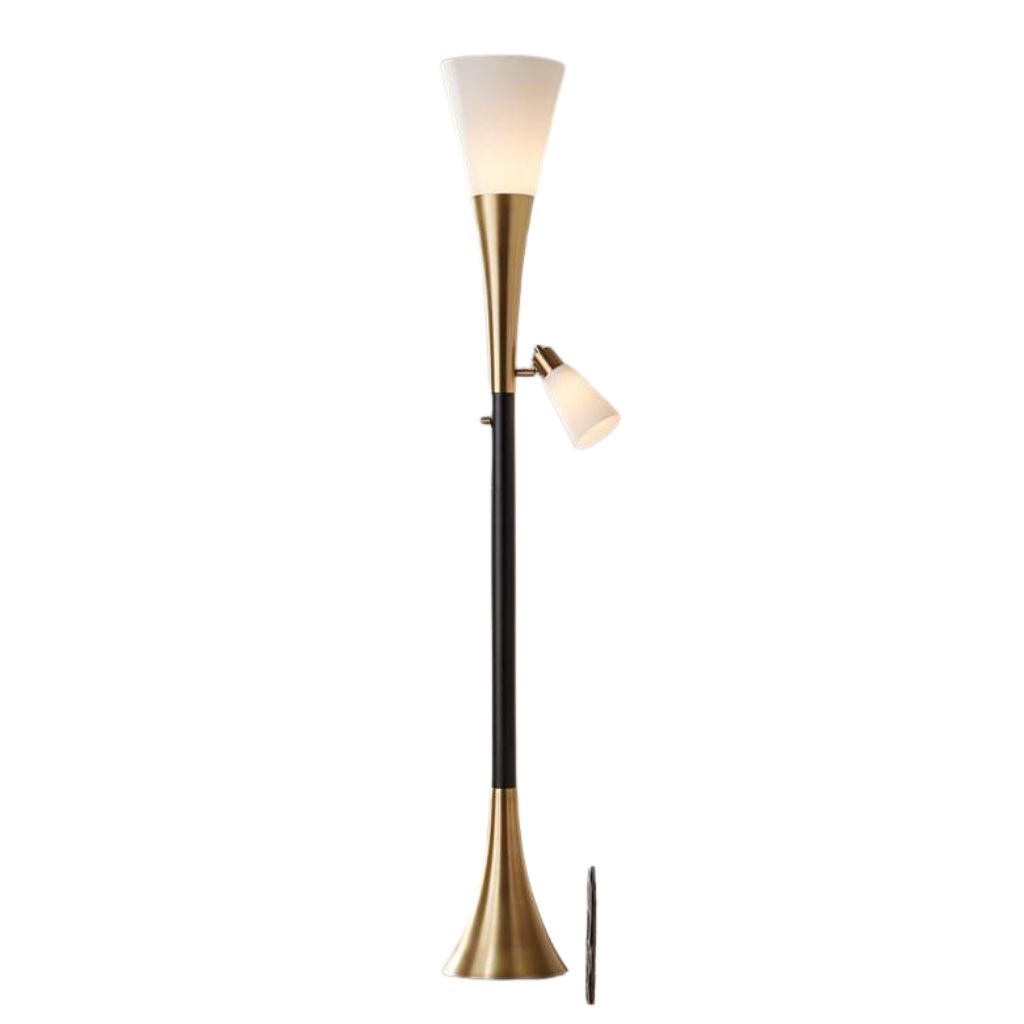 5 Possini Fortuna Torchiere Floor Lamp with Reading Light | Art Deco Floor Lamp