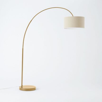 Overarching Linen Shade Floor Lamp Antique Bronze | Arc Lamps