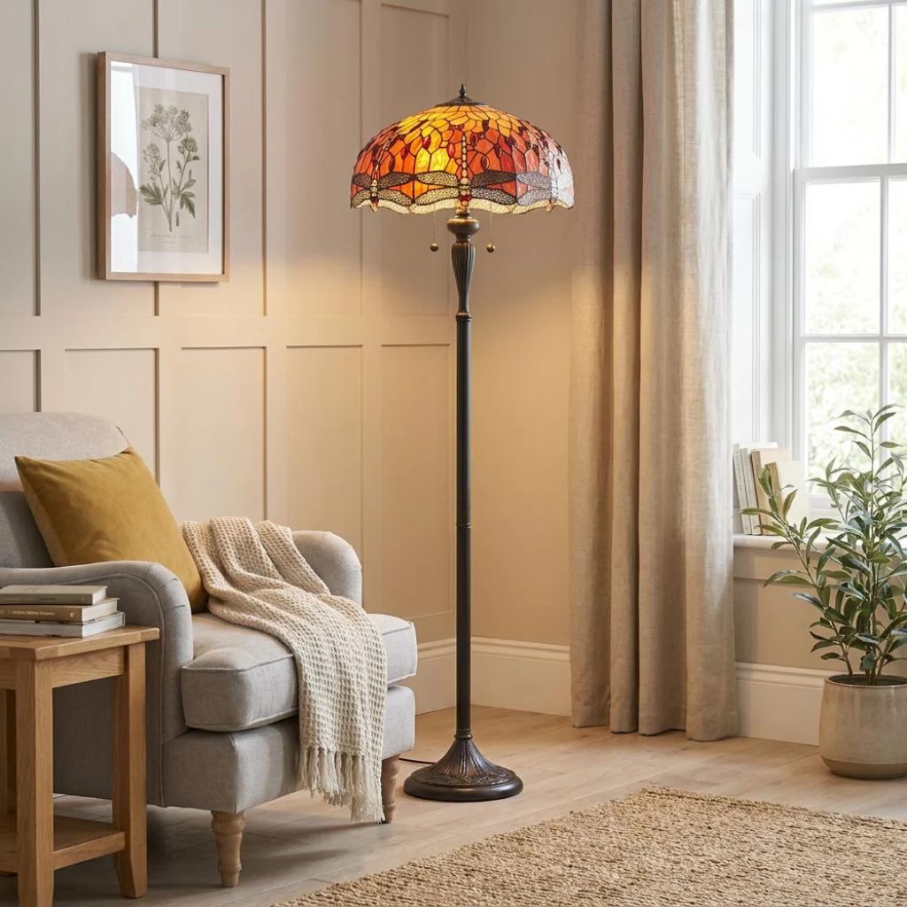 9 Flame Dragonfly Tiffany Floor Lamp | Glass Tiffany Floor Lamps