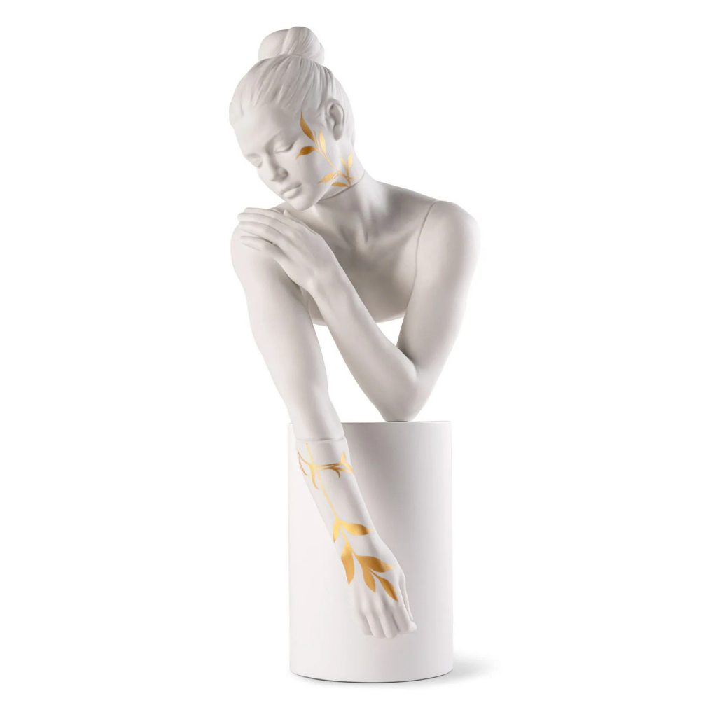 REFLECTIONS OF NATURE HER SCULPTURE WHITE GOLD leaf decoration by Ernest Massuet REFLECTIONS OF NATURE HER SCULPTURE WHITE GOLD leaf decoration by Ernest Massuet