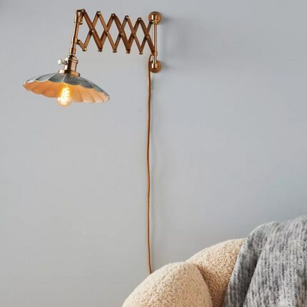 GRETA SCALLOPED ACCORDION SCONCE WALL LIGHT IN BRASS SLATE