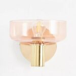 MORGAN GLASS AND BRASS PINK SCONCE WALL LIGHT