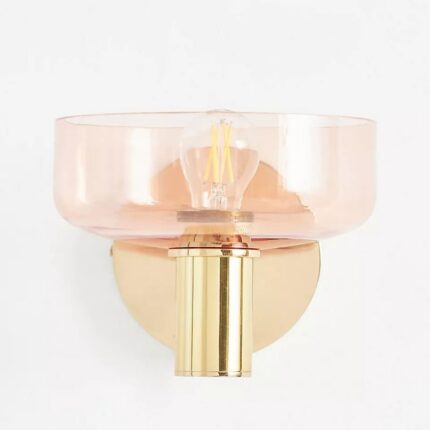 MORGAN GLASS AND BRASS PINK SCONCE WALL LIGHT