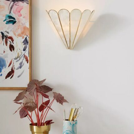 MADELYN CAPIZ FACETED SCONCE WALL LIGHT IN WHITE