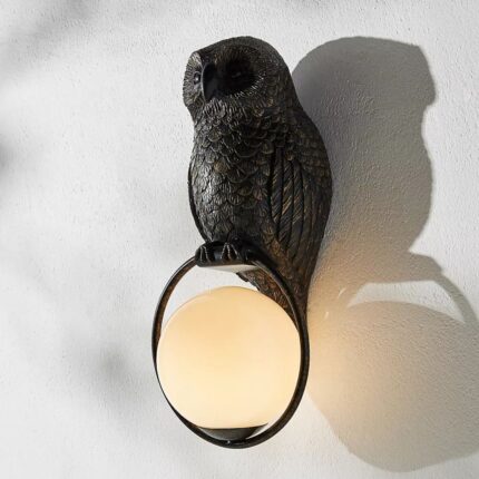WOODLAND OWL GLOBE OUTDOOR SCONCE WALL LIGHT