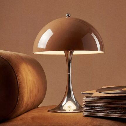 PANTHELLA TRUMPET BELL SHADED PORTABLE LAMP IN BROWN