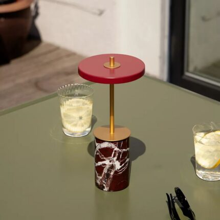 ASTERIA MOVE MARBLE MINI CORDLESS RECHARGEABLE TABLE LAMP RED