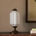 THE ELOISE WHITE SCALLOP MILK GLASS TABLE LAMP WITH BRASS