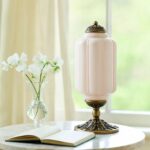 THE ELOISE BLUSH PINK SCALLOP MILK GLASS TABLE LAMP