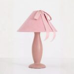 BOSETTE MAUVE BOW VELVET AND WOOD TABLE LAMP