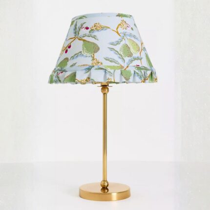 LEE PERA BRASS TABLE LAMP WITH RUFFLE PRINTED SHADE