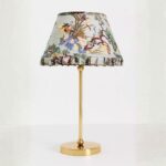LEE BERNADETTE BRASS TABLE LAMP WITH RUFFLE PRINTED SHADE