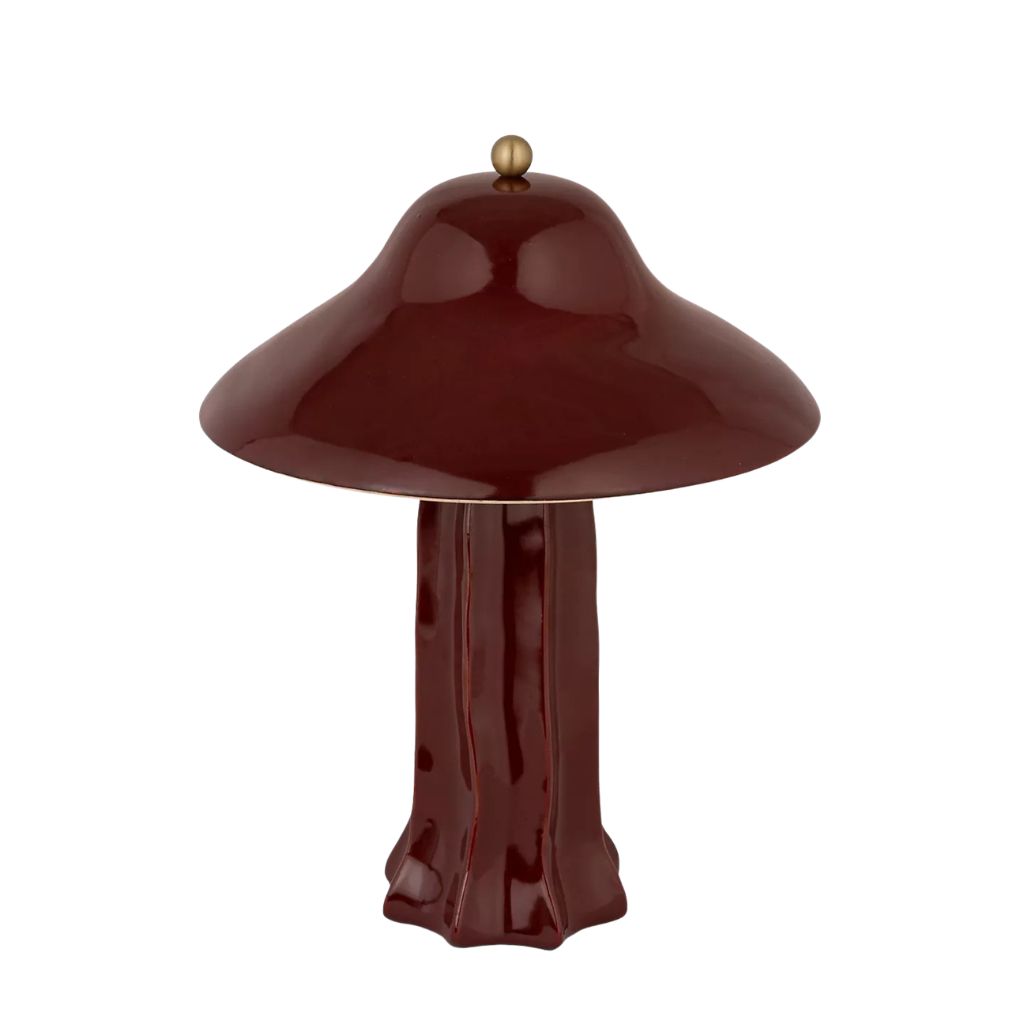 BURGUNDY BELL STONEWARE TABLE LAMP BURGUNDY BELL STONEWARE TABLE LAMP