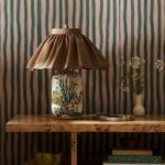 BERNADETTE CERAMIC CARVED TABLE LAMP WITH SKIRTED SHADE