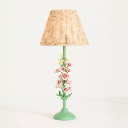 FLORAL TOLE IRON TABLE LAMP IN SNAP DRAGON