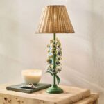FLORAL TOLE IRON TABLE LAMP IN HYDRANGEA