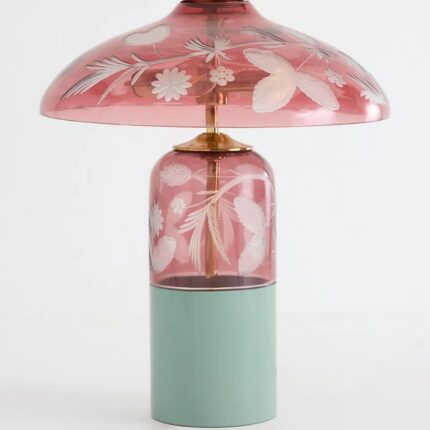 CYNDI ETCHED FLOWER GLASS TABLE LAMP