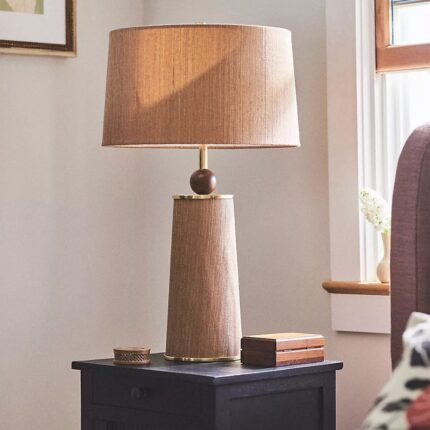 JANUARY WOVEN GRASSCLOTH WOOD TABLE LAMP