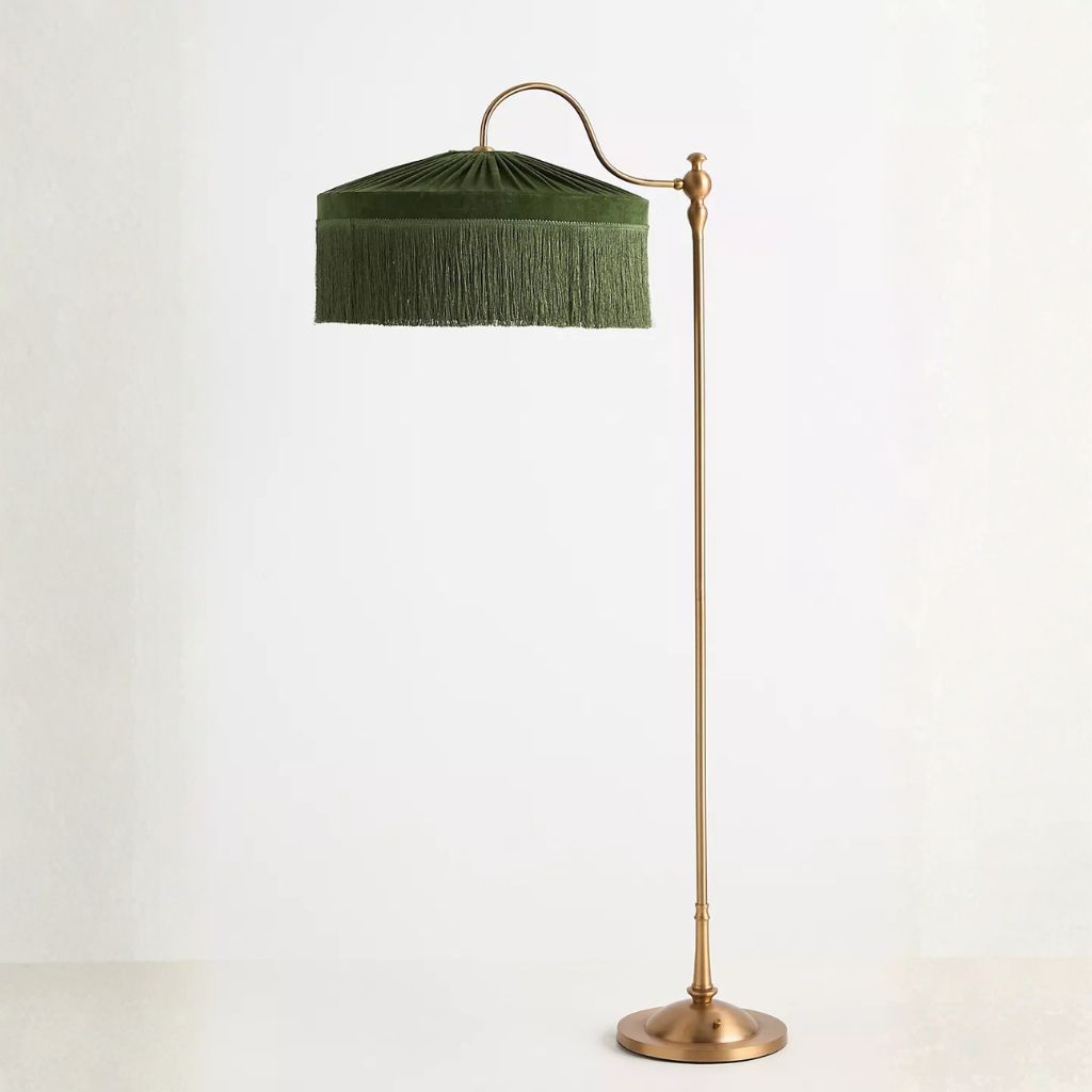 SINCLAIR TASSEL FRINGED VELVET FLOOR LAMP GREEN SINCLAIR TASSEL FRINGED VELVET FLOOR LAMP GREEN