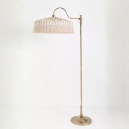 SINCLAIR TASSEL-FRINGED LINEN FLOOR LAMP CREAM