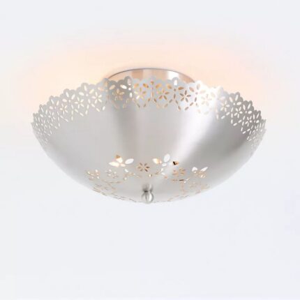 LACIE LACE TRIMMED ANTIQUE NICKEL FLUSH MOUNT