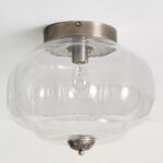 THE ELOISE SCALLOP MILK GLASS FLUSH MOUNT CEILING LIGHT IN NICKEL