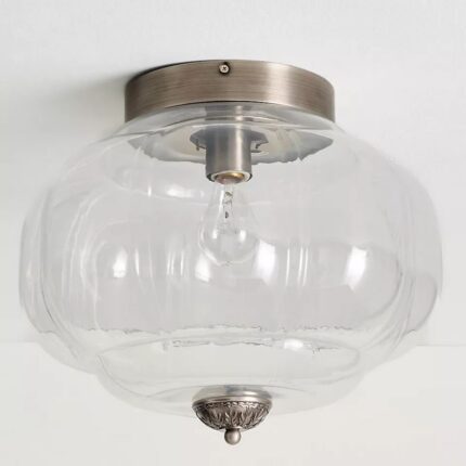 THE ELOISE SCALLOP MILK GLASS FLUSH MOUNT CEILING LIGHT IN NICKEL