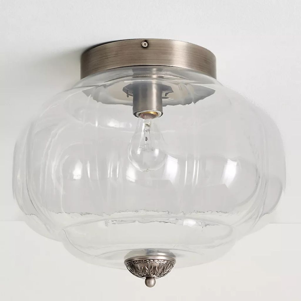 THE ELOISE SCALLOP MILK GLASS FLUSH MOUNT CEILING LIGHT IN NICKEL THE ELOISE SCALLOP MILK GLASS FLUSH MOUNT CEILING LIGHT IN NICKEL