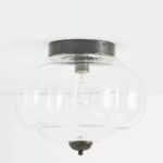 THE ELOISE SCALLOP MILK GLASS FLUSH MOUNT CEILING LIGHT IN BLACK