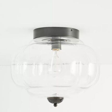 THE ELOISE SCALLOP MILK GLASS FLUSH MOUNT CEILING LIGHT IN BLACK