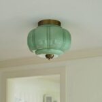 THE ELOISE SCALLOP MILK GLASS FLUSH MOUNT CEILING LIGHT IN GREEN