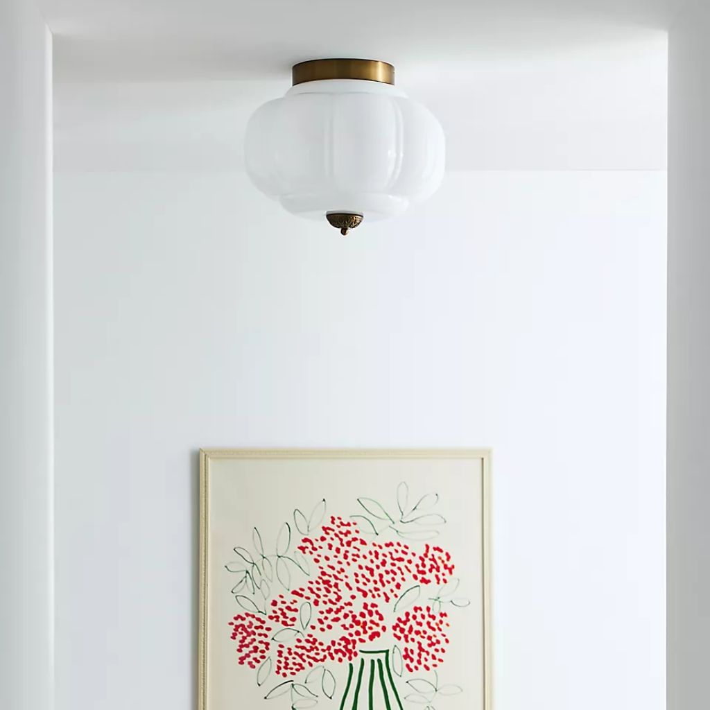 THE ELOISE WHITE SCALLOP MILK GLASS FLUSH MOUNT CEILING LIGHT THE ELOISE WHITE SCALLOP MILK GLASS FLUSH MOUNT CEILING LIGHT