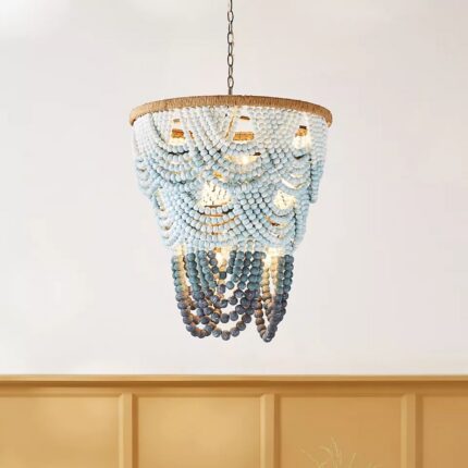 OMBRE WOOD BEAD CHANDELIER