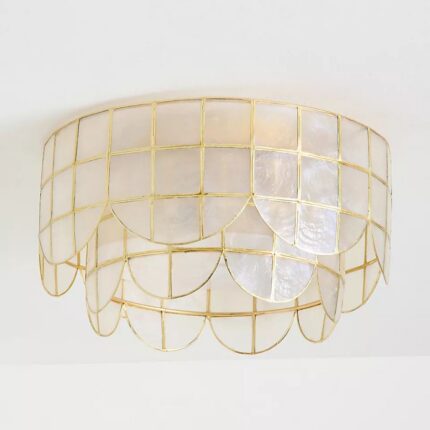 HEATHER CAPIZ SCALLOPED FLUSH MOUNT LIGHT