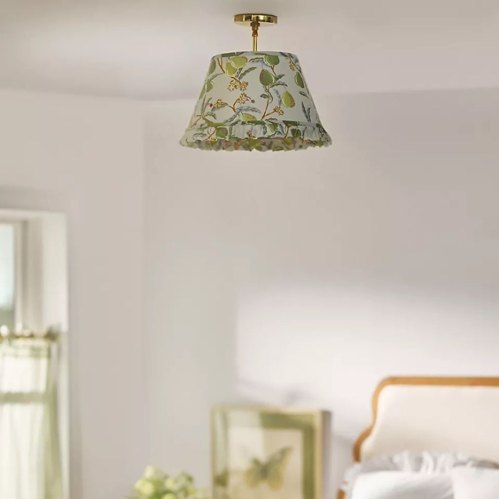 LEE BRASS RUFFLE PRINTED SEMI FLUSH MOUNT LIGHT LEE BRASS RUFFLE PRINTED SEMI FLUSH MOUNT LIGHT