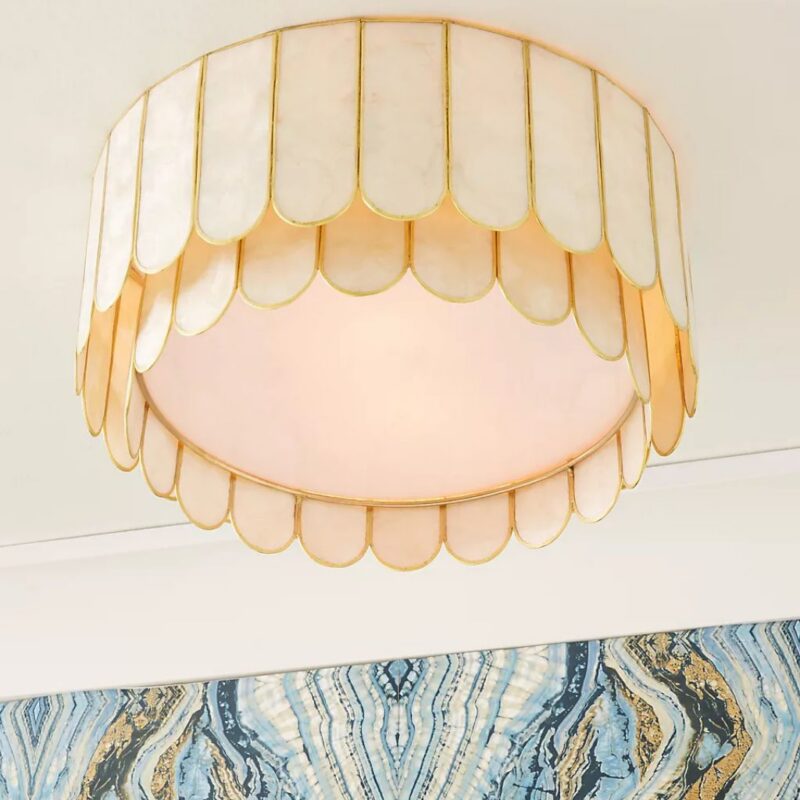 MADELYN CAPIZ FACETED FLUSH MOUNT LIGHT