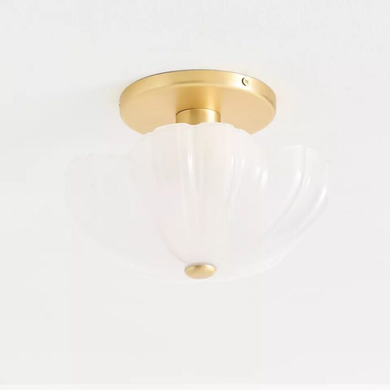 FLORA WHITE FLOWER GLASS FLUSH MOUNT