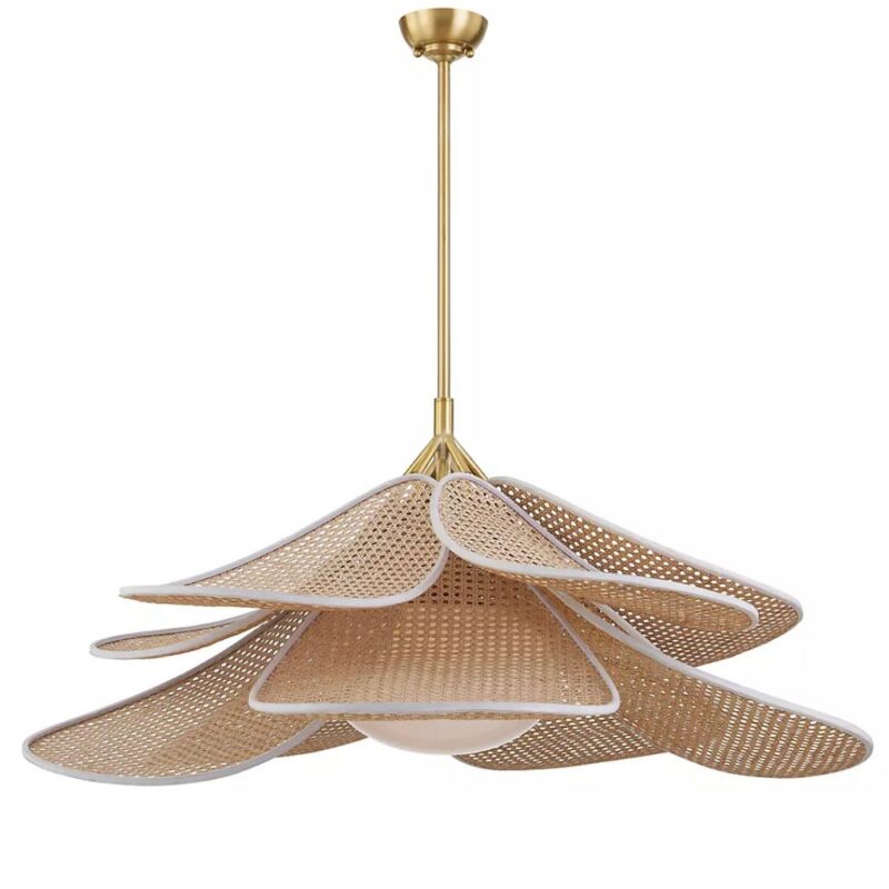 FLORINA ONE LIGHT AGED BRASS PENDANT WITH OPAL GLASS