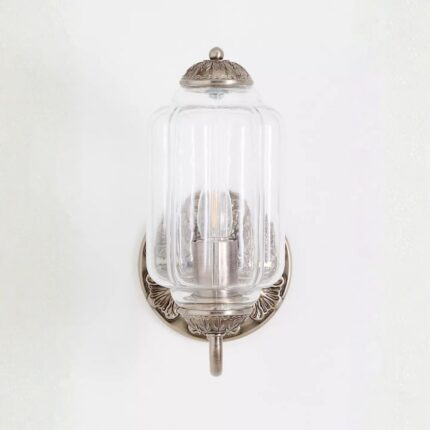 THE ELOISE SCALLOP MILK GLASS SCONCE WALL LIGHT NICKEL