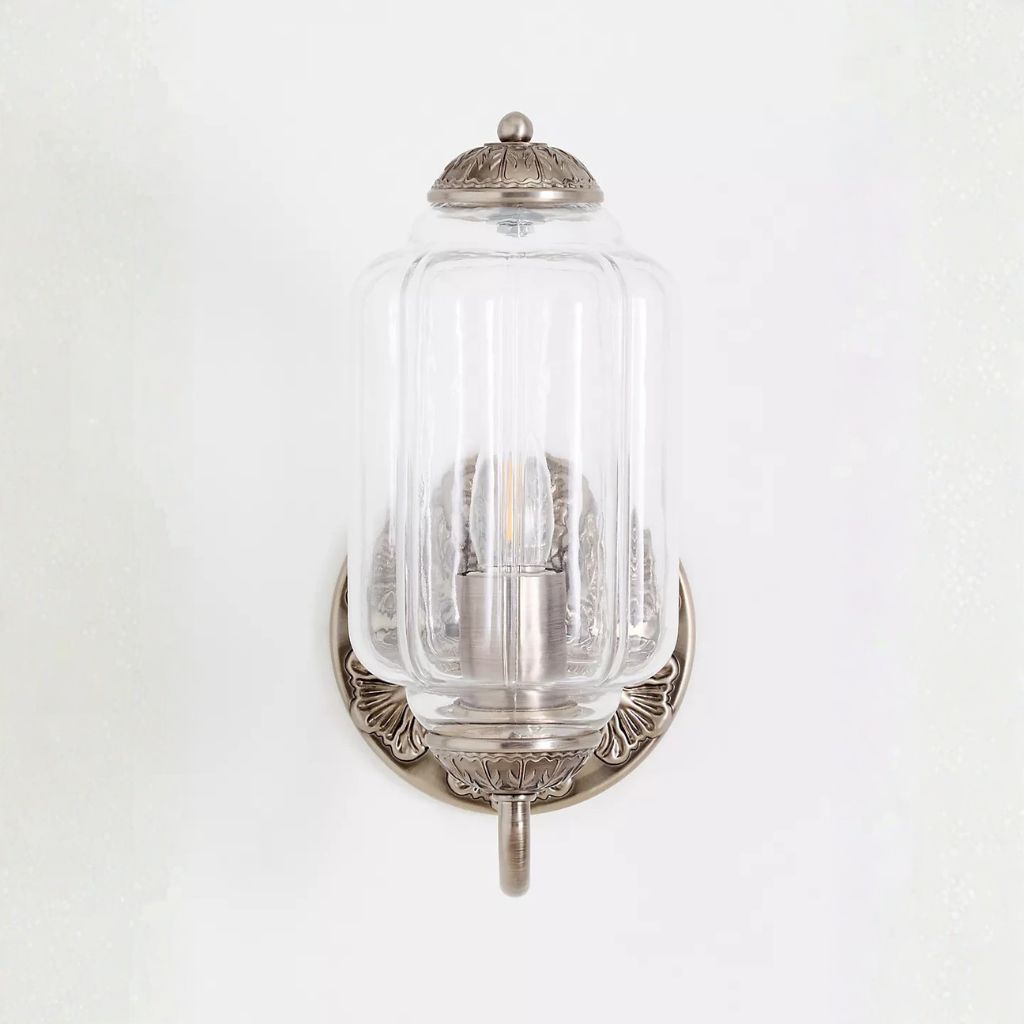 THE ELOISE SCALLOP MILK GLASS SCONCE WALL LIGHT NICKEL THE ELOISE SCALLOP MILK GLASS SCONCE WALL LIGHT NICKEL
