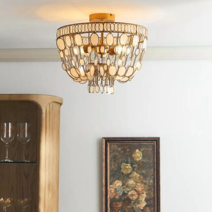 OVAL CAPIZ FLUSH MOUNT LIGHT