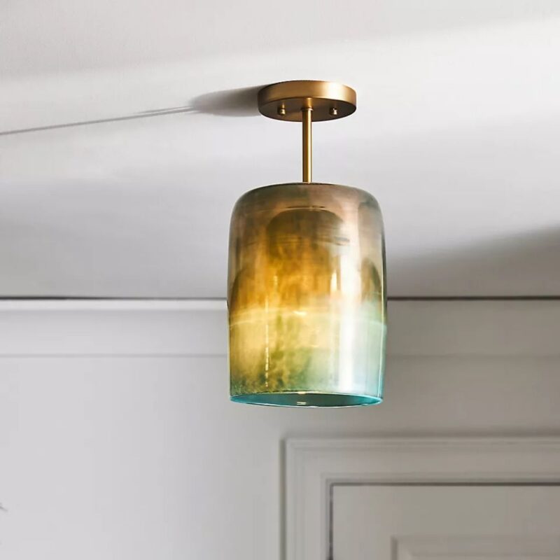 SOFT FOG GLASS SEMI FLUSH MOUNT LIGHT