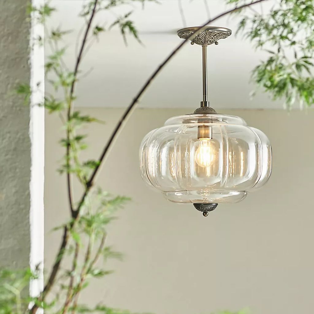 THE ELOISE SCALLOP GLASS SEMI-FLUSH MOUNT PENDANT LIGHT THE ELOISE SCALLOP GLASS SEMI-FLUSH MOUNT PENDANT LIGHT