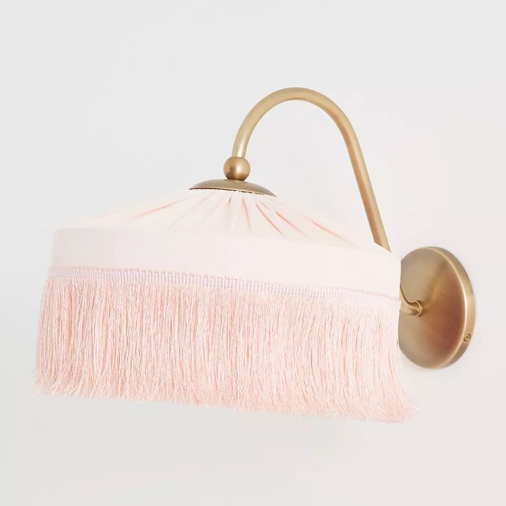 SINCLAIR TASSEL FRINGED VELVET SCONCE WALL LIGHT PINK SINCLAIR TASSEL FRINGED VELVET SCONCE WALL LIGHT PINK